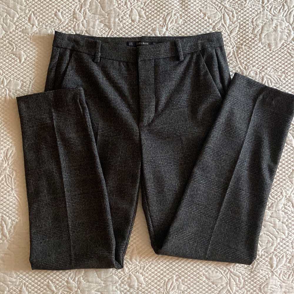 NWOT Zara Grey Plaid Pants Size M
